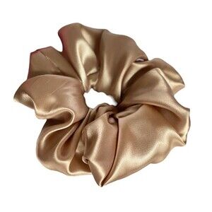 New Women Brown Satin Scrunchie Single Hair Tie Large